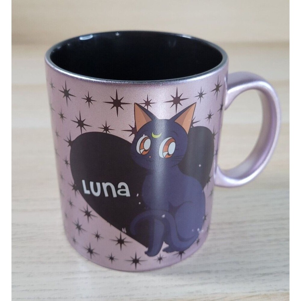 Sailor Moon Luna Artemis Mug 12 oz Ceramic Just Funky Coffee Cup Metallic Pink